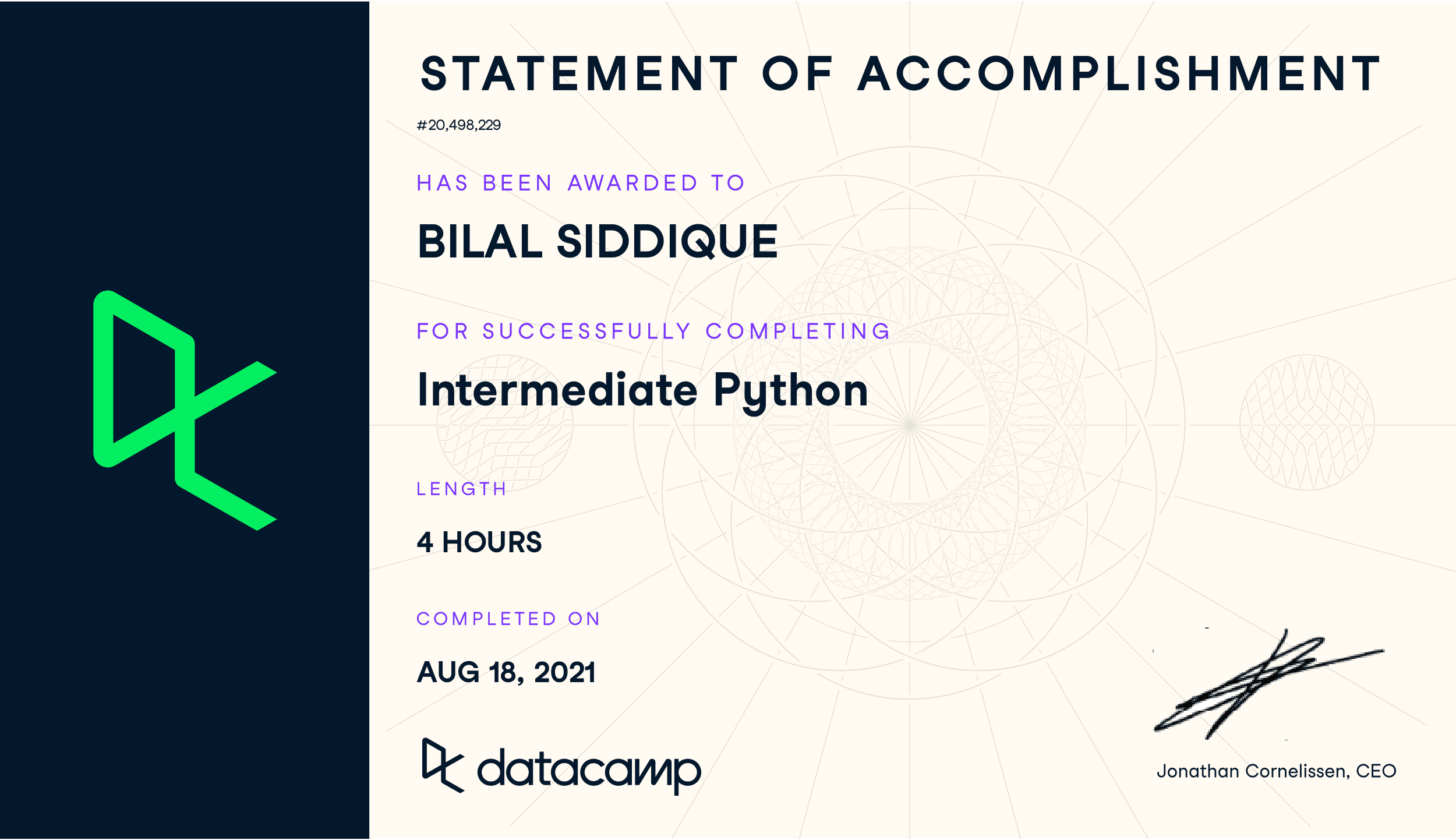 Intermediate Python certificate