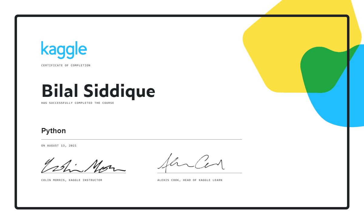 Kaggle Python certificate
