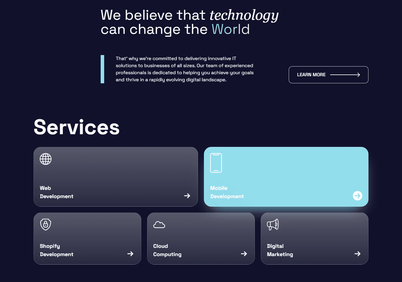 Tech Company Portfolio screenshot